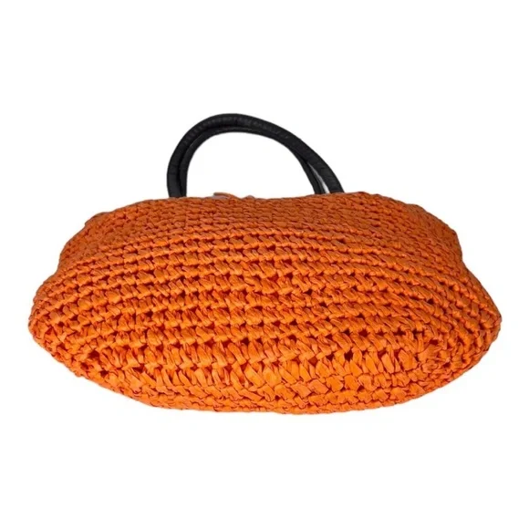 NWT Neiman Marcus Orange Woven Straw
Tote Bag Purse - Picture 6 of 6